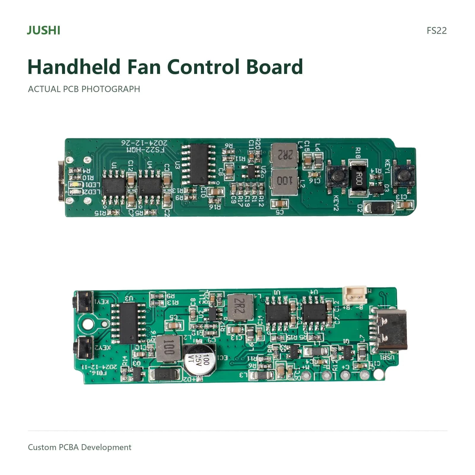 Handheld Fan Control Board, actual PCB photograph