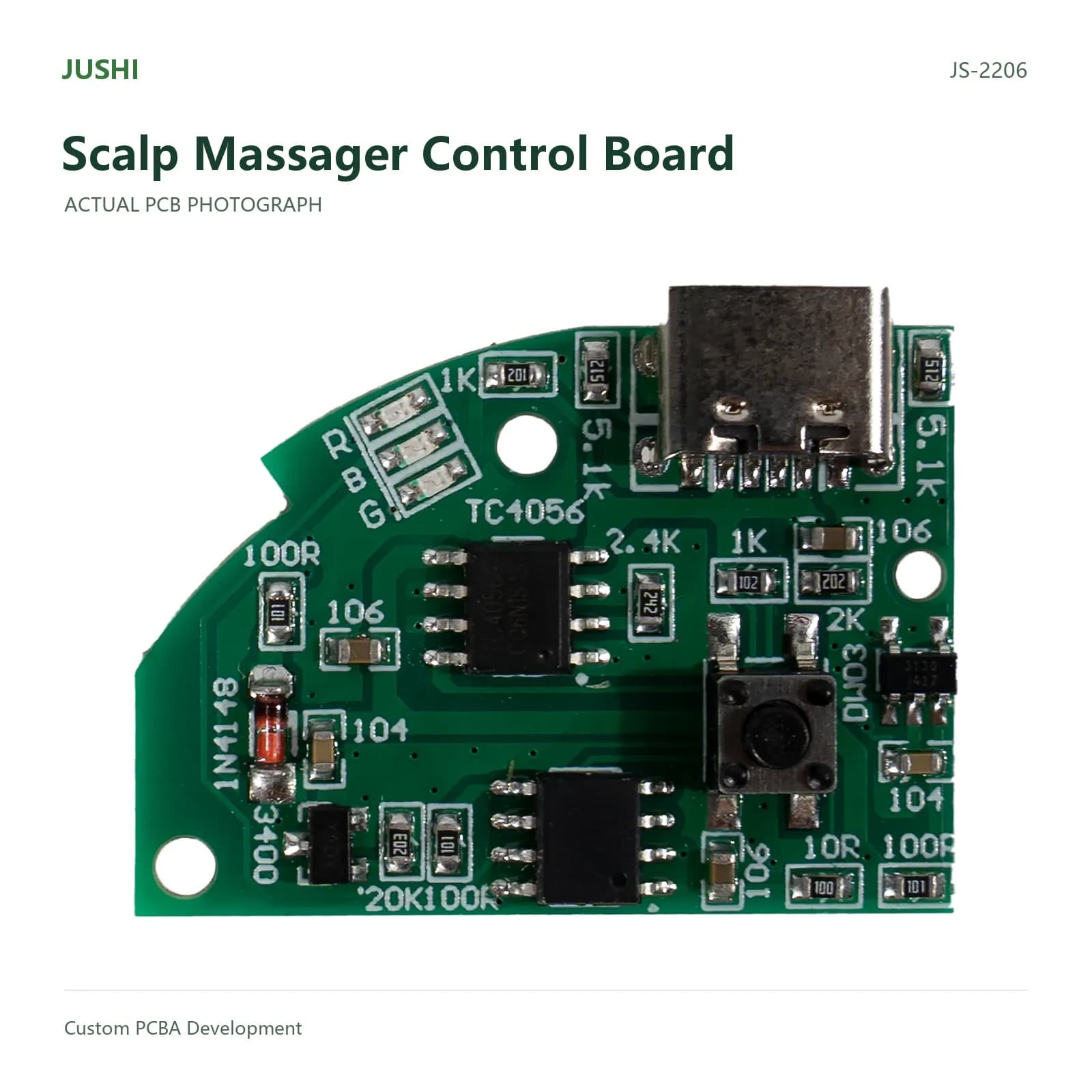Scalp Massager Control Board, actual PCB photograph