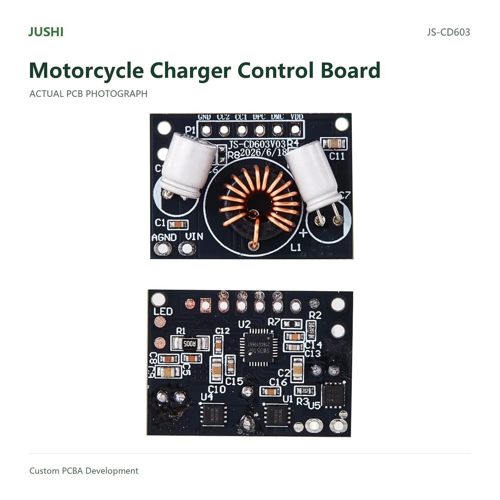 Motorcycle Charger Control Board, actual PCB photograph