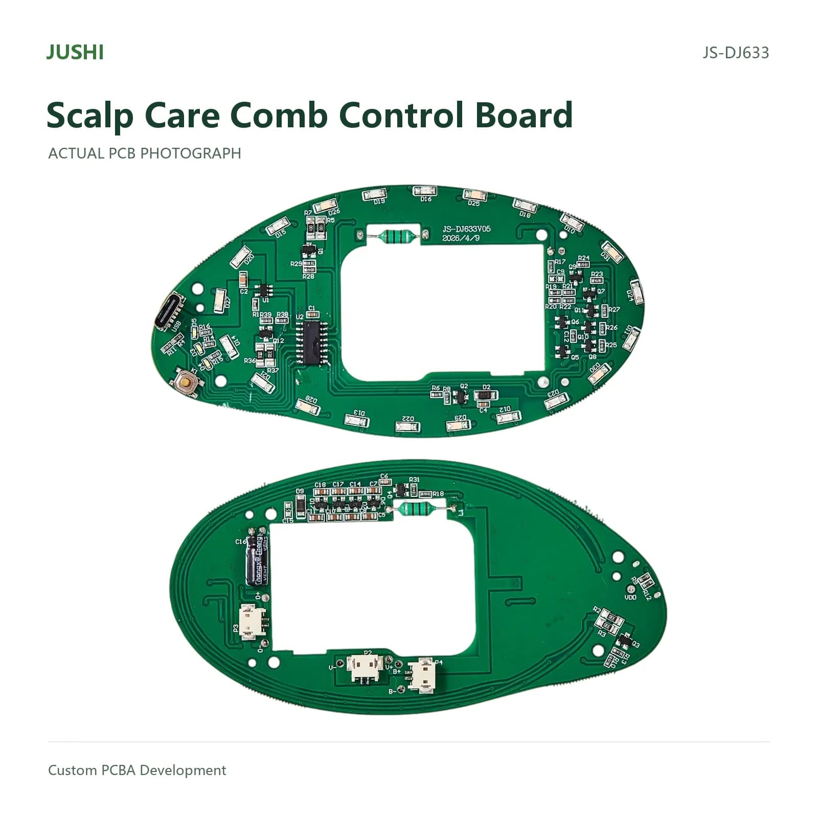 Scalp Care Comb Control Board, actual PCB photograph