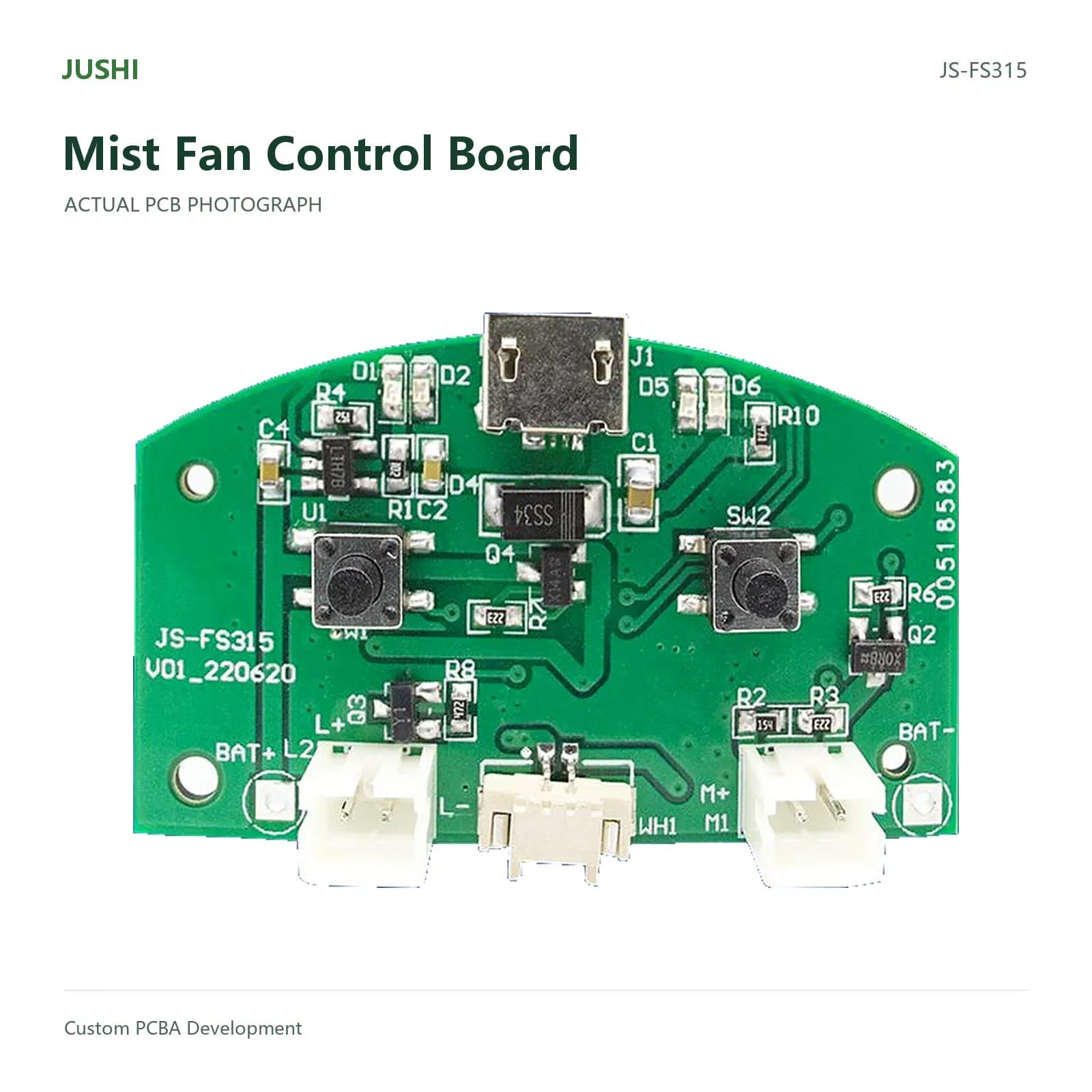 Mist Fan Control Board, actual PCB photograph