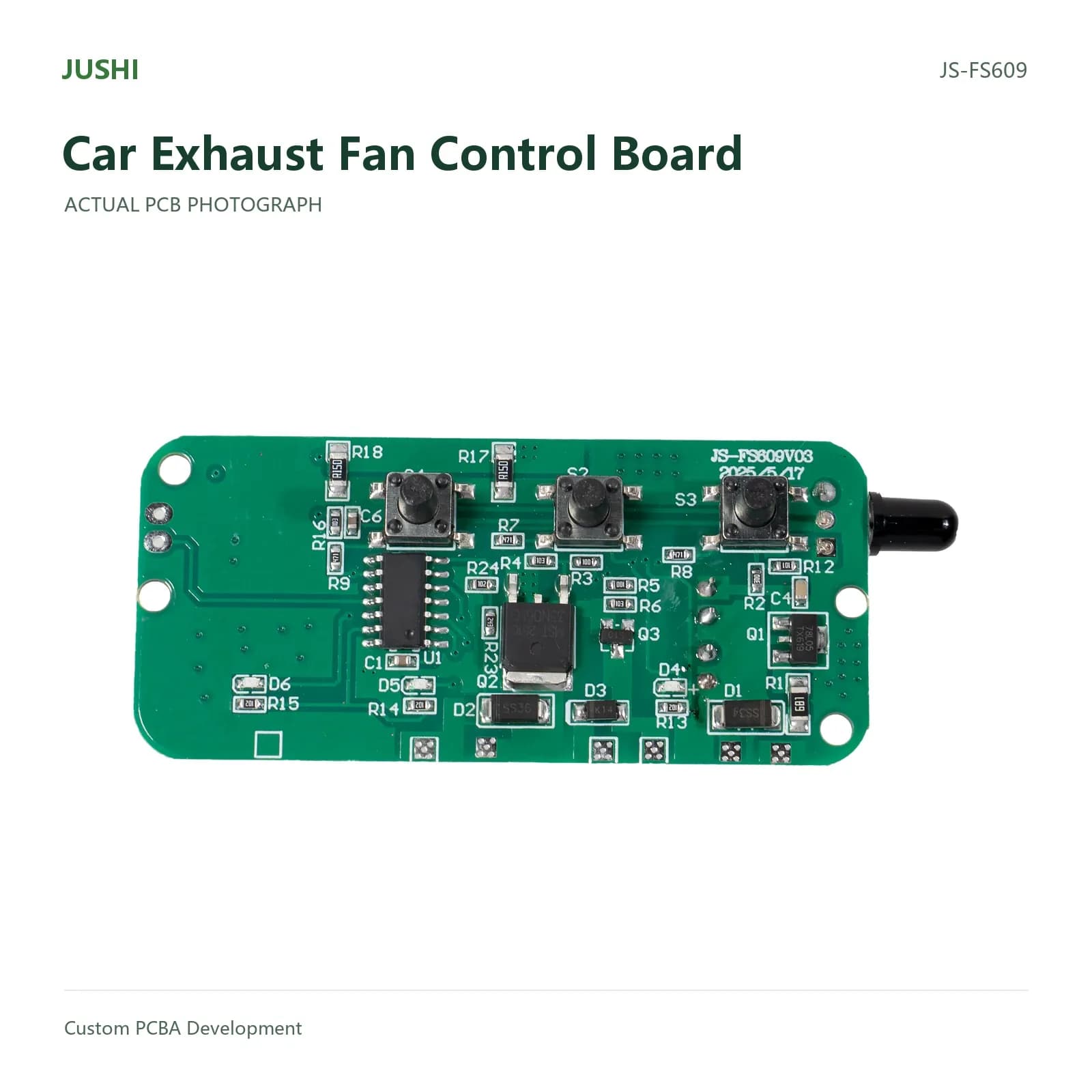 Car Exhaust Fan Control Board, actual PCB photograph