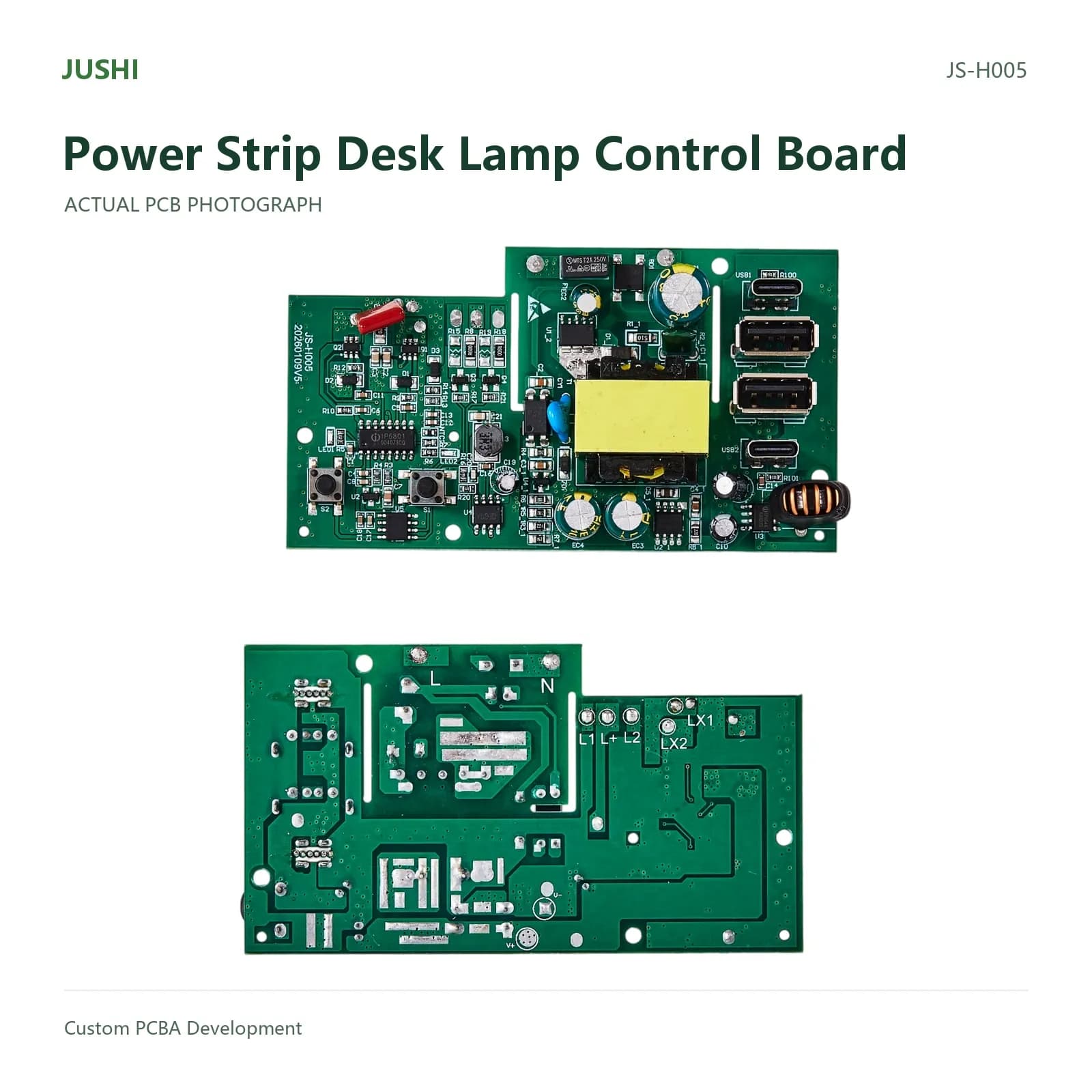 Power Strip Desk Lamp Control Board, actual PCB photograph