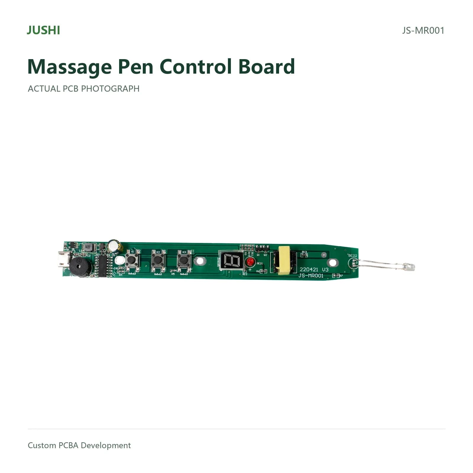 Massage Pen Control Board, actual PCB photograph
