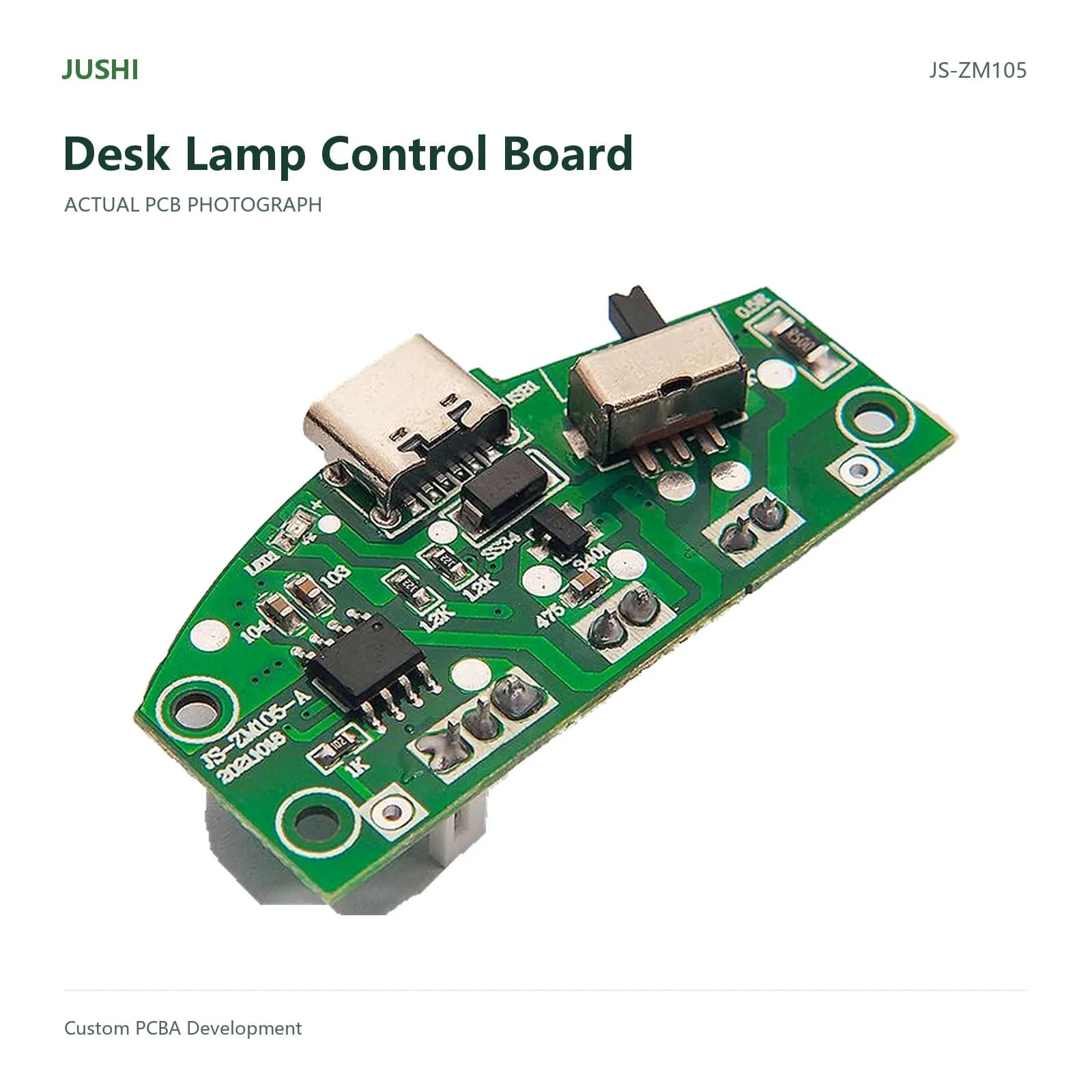 Desk Lamp Control Board, actual PCB photograph