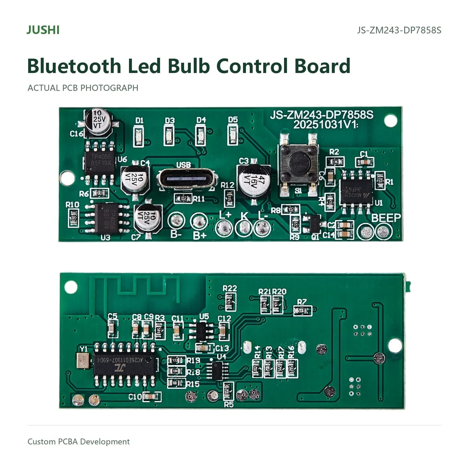Bluetooth Led Bulb Control Board, actual PCB photograph