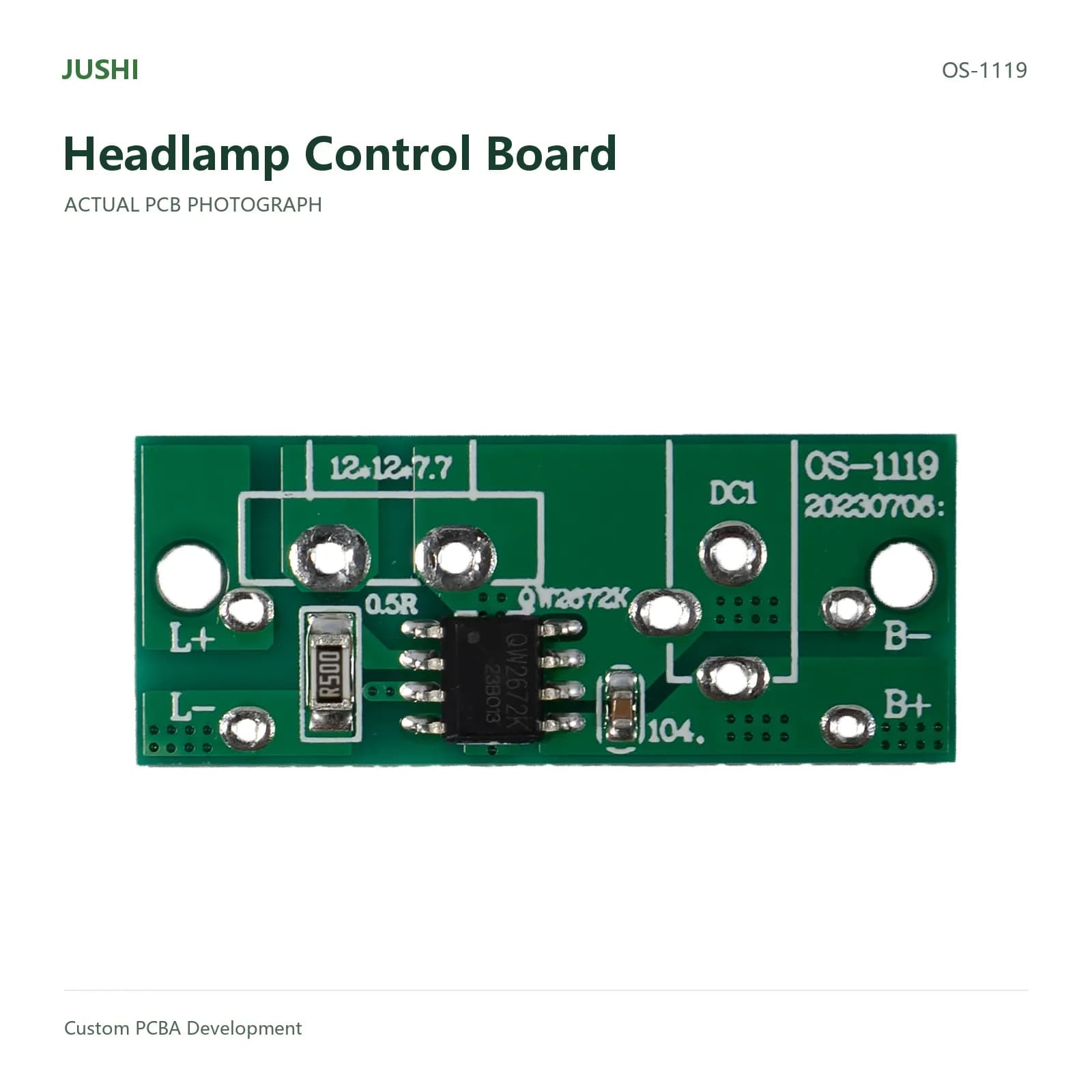 Headlamp Control Board, actual PCB photograph