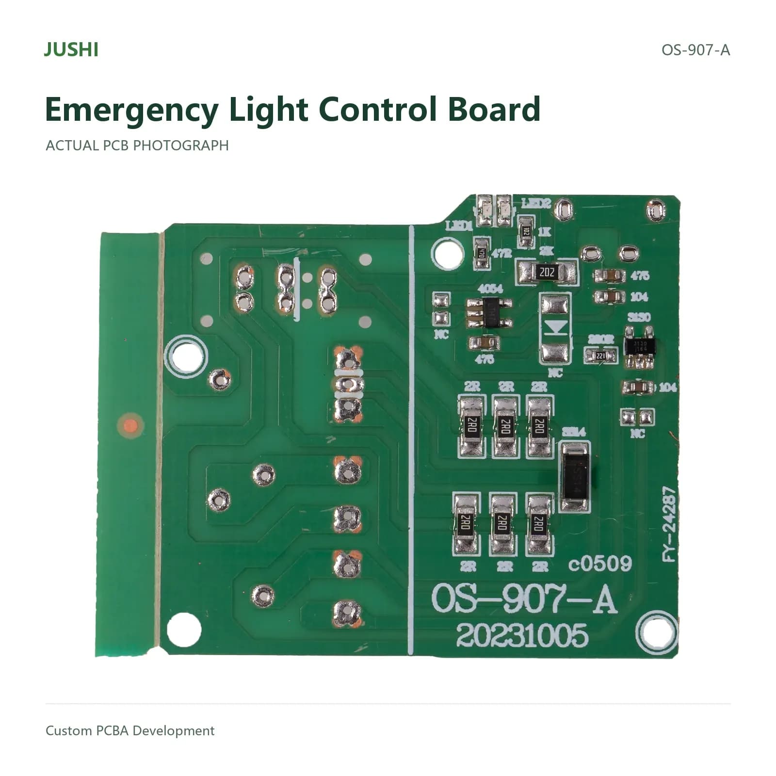 Emergency Light Control Board, actual PCB photograph