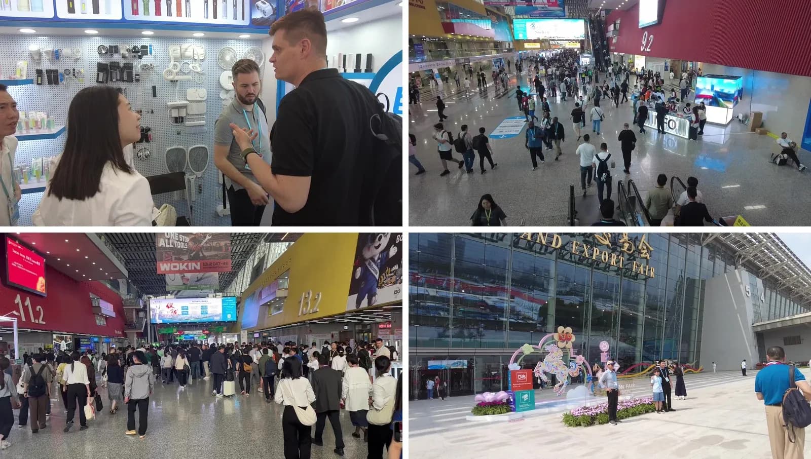 第139届广交会现场拼图：展位洽谈、展馆人流与展会外景